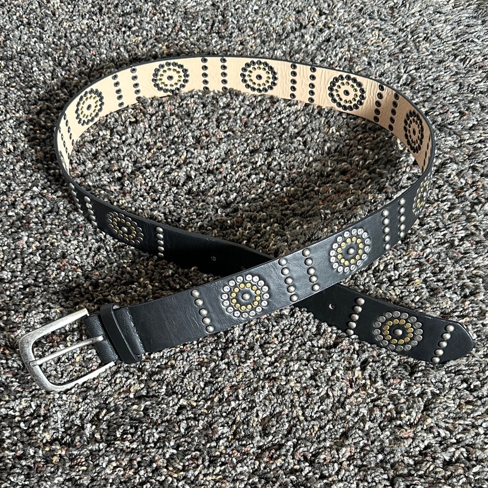 Black Studded Belt with Silver Buckle